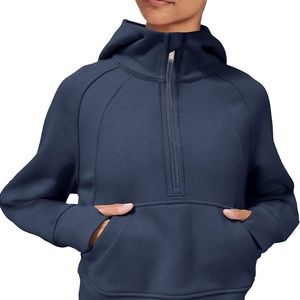 LASLULU Womens Hoodies Fleece Lined Cropped Pullover 1/2 Zipper Scuba